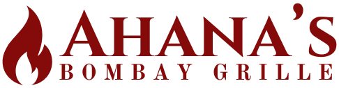 Ahana's Bombay Grille logo.  Red flame, stylized font with the restaurant's name.
