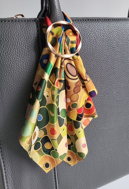 Nouveau print scarf, ring and keyring clasp set.