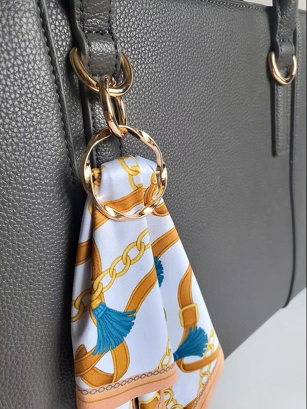 Elegant Eggshell print scarf, ring and keyring clasp set.