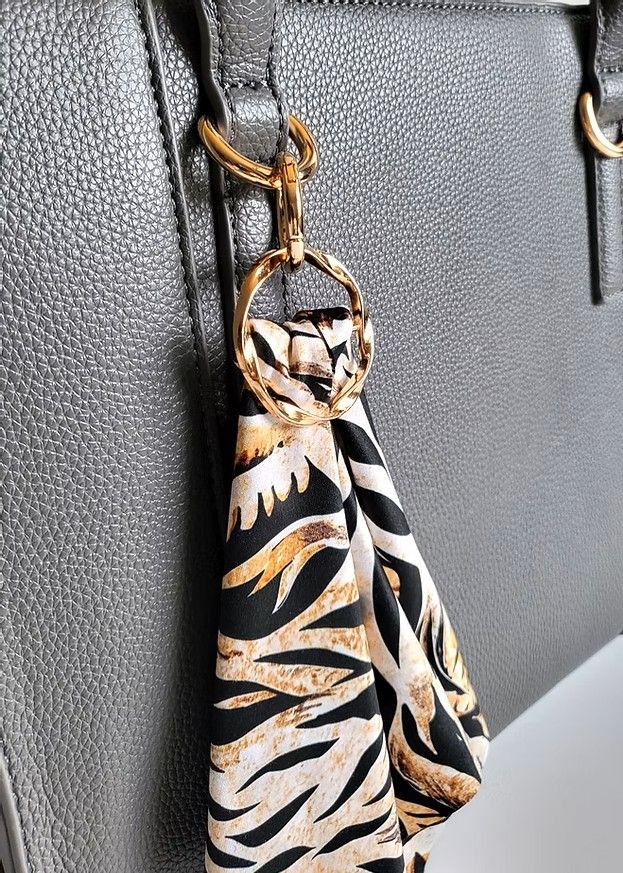 Tiger print scarf, ring and clasp set.