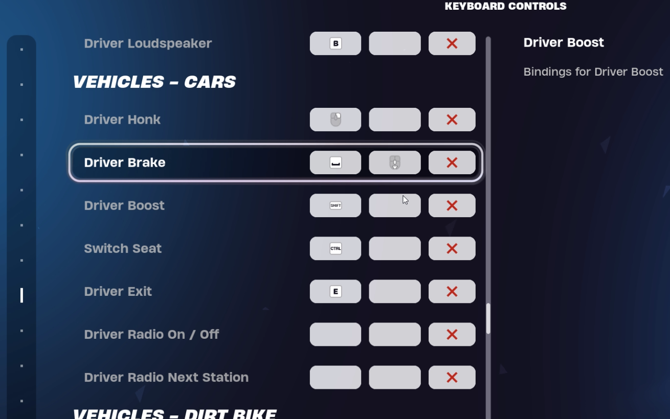 Fortnite settings for car jump glitch
