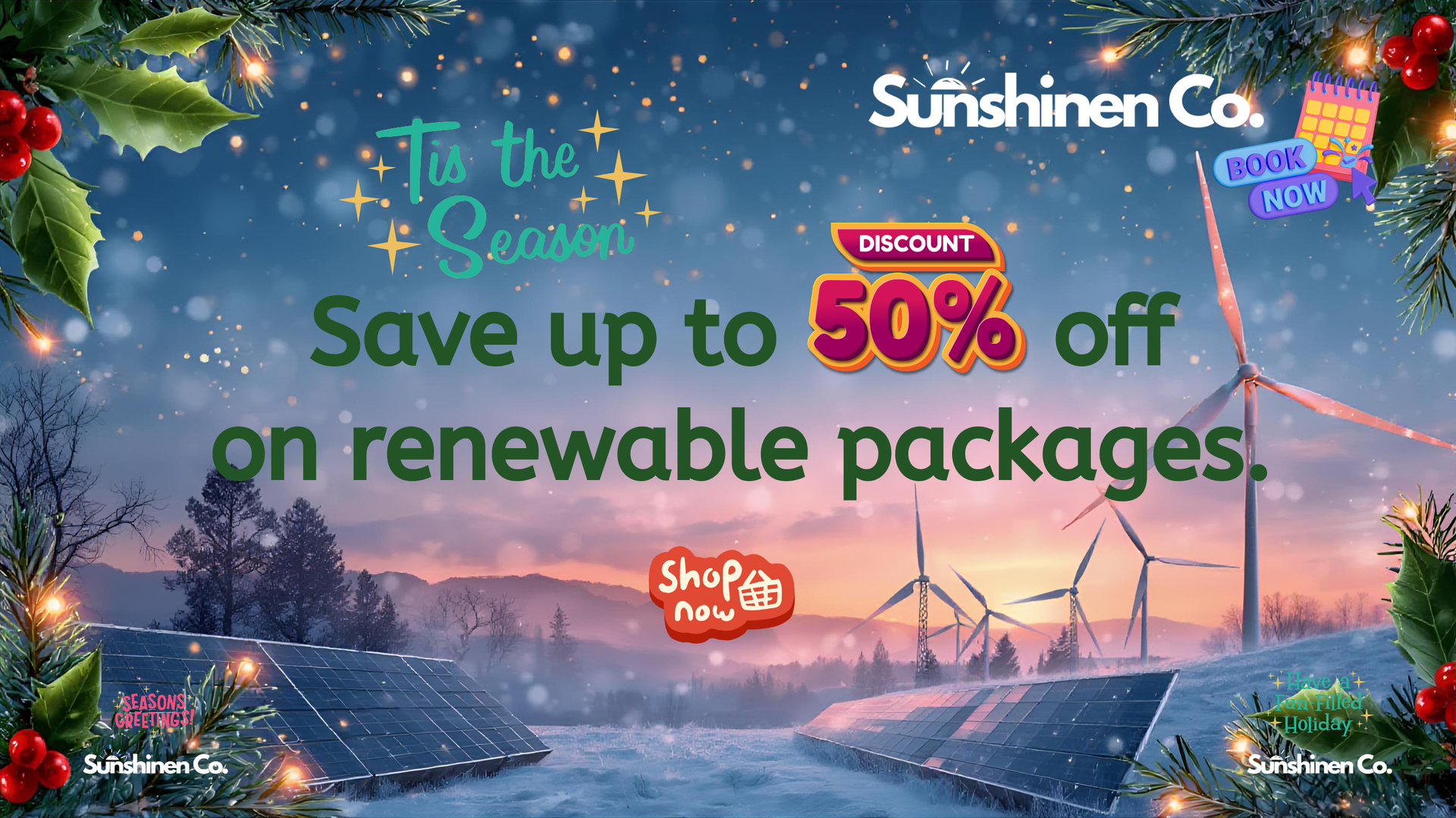 Black Friday sale ad with wrapped gifts and red ribbon on a black background.