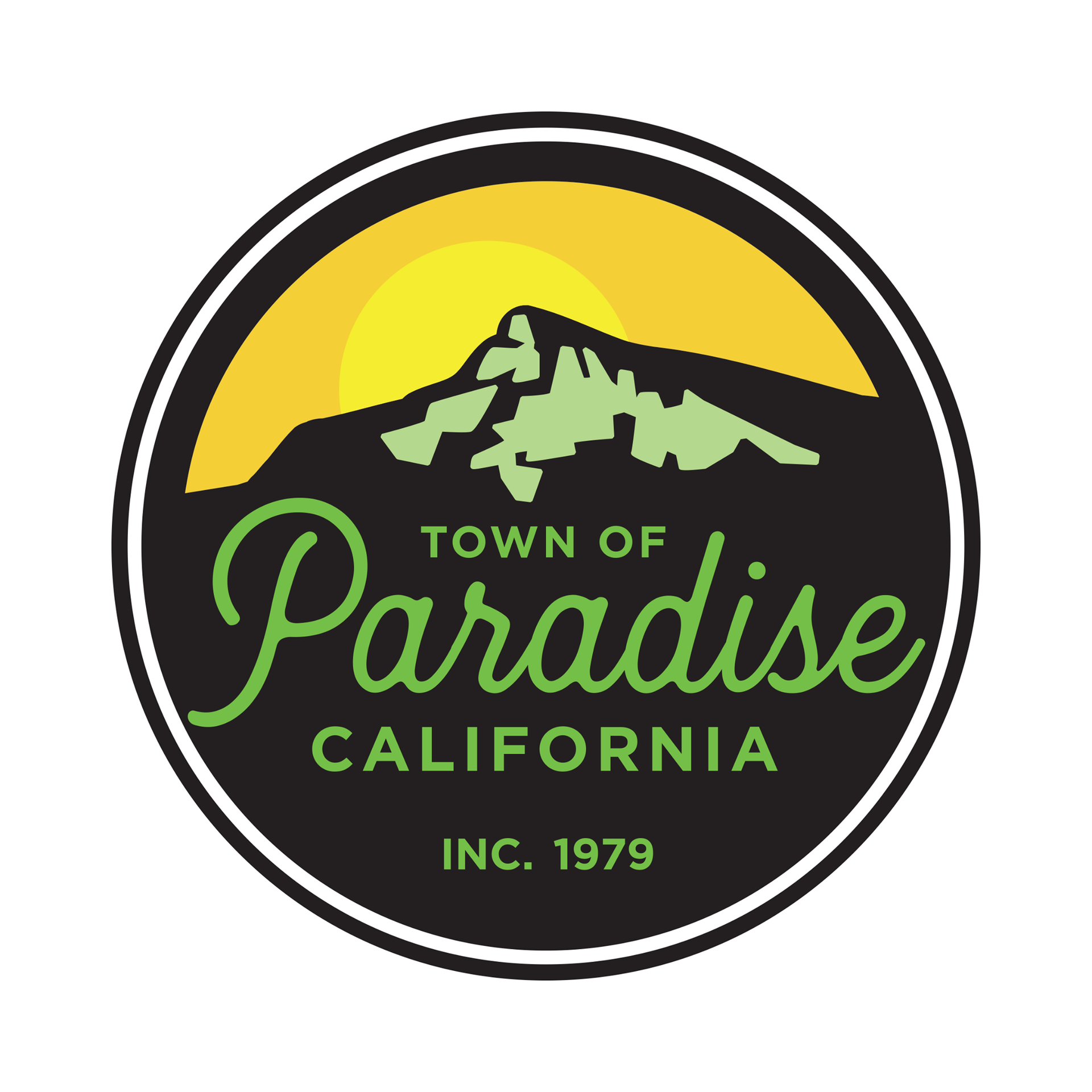 A logo for the town of paradise in california