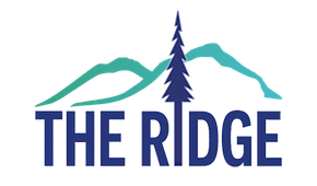 A logo for the ridge with a mountain and a tree