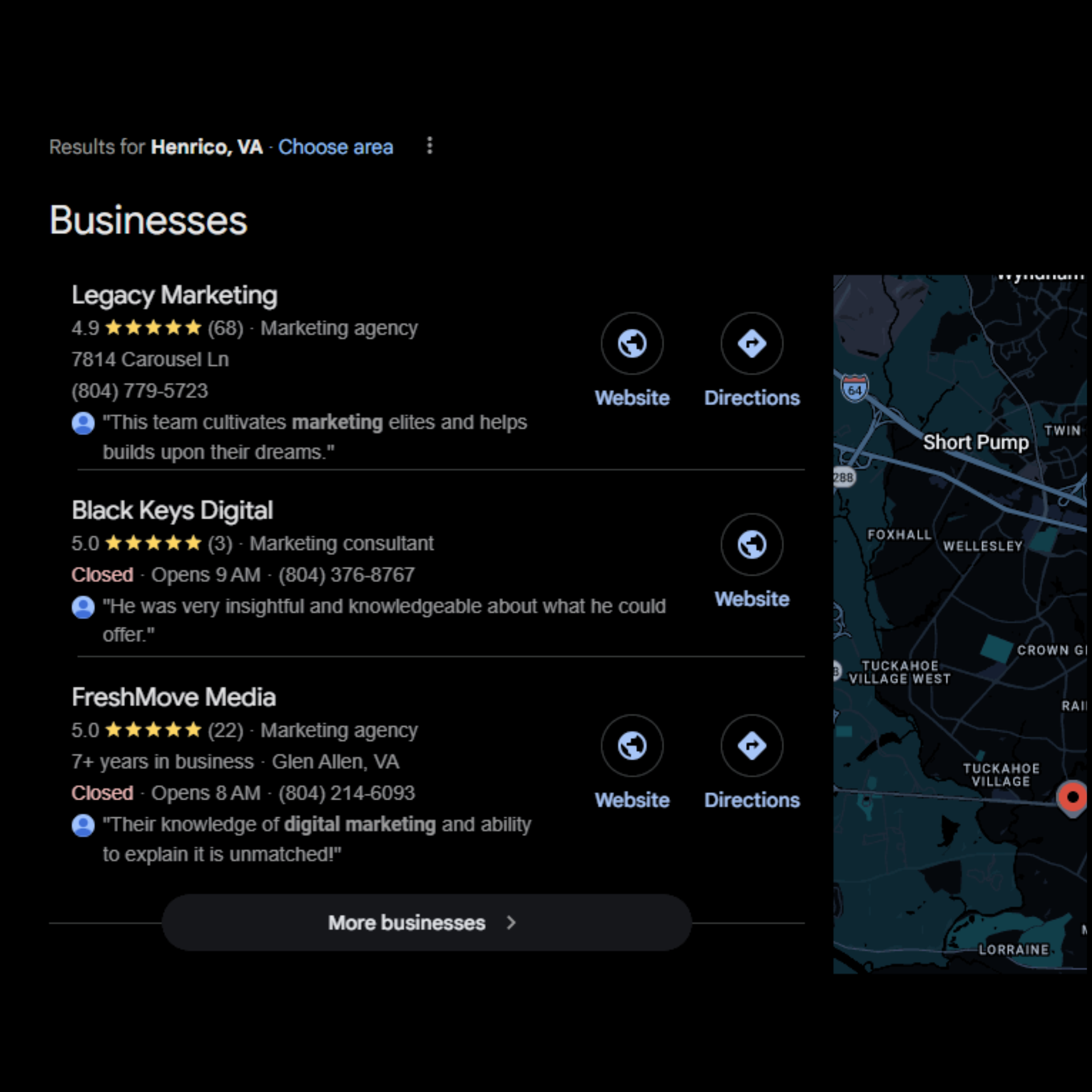 google business profile management henrico va - black keys digital