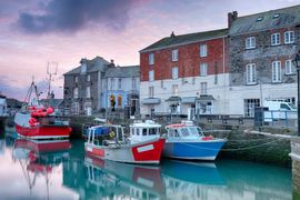 Winter sunrise overfishing boats at Padstow harbour on the north coast of Cornwall