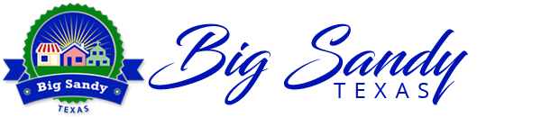 A blue and green logo for big sandy texas