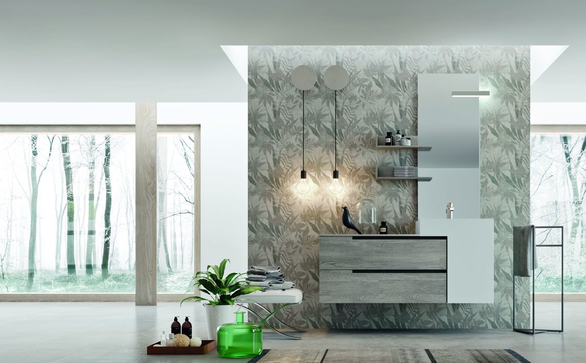 mobile bagno con gola parziale colore moka.