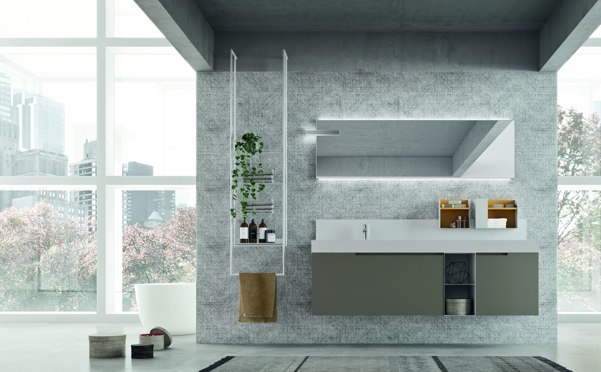 mobile bagno con gola laccato verde