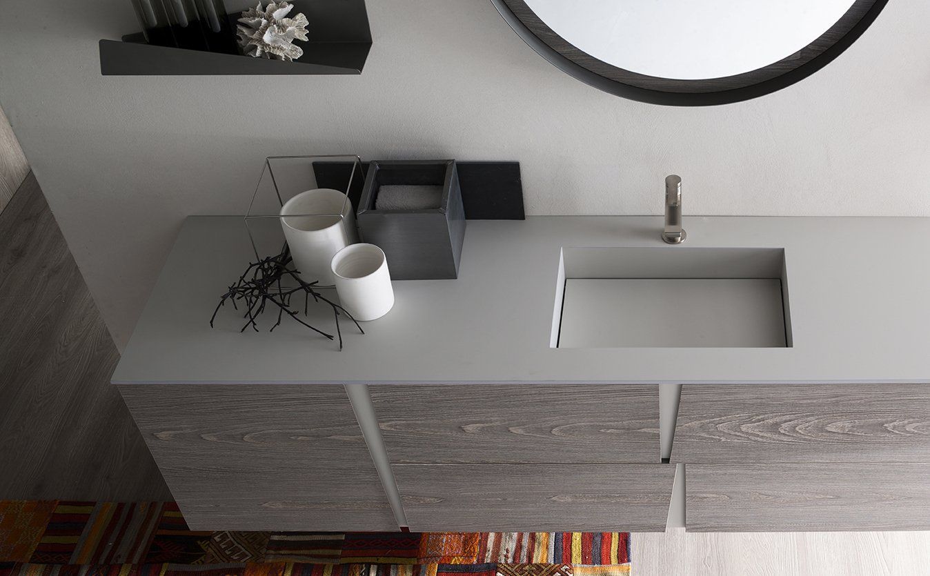 top HPL cemento con vasca integrata