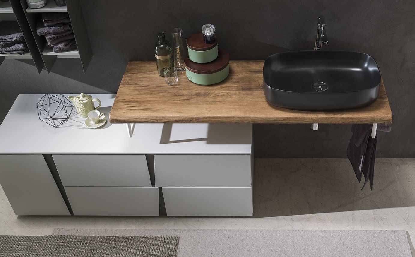 tavola porta lavabo con elemento base a terra