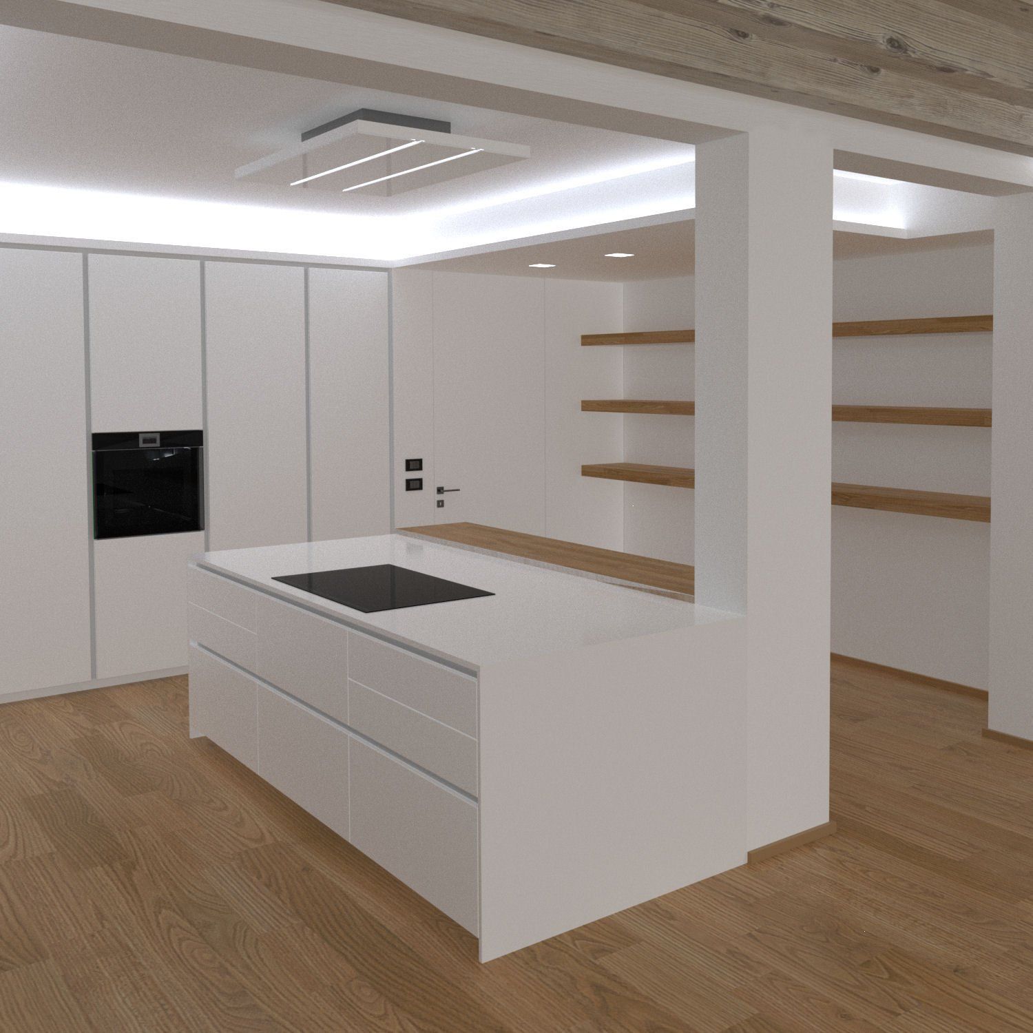 Rendering Cucina Moderna a Castello di Godego Treviso