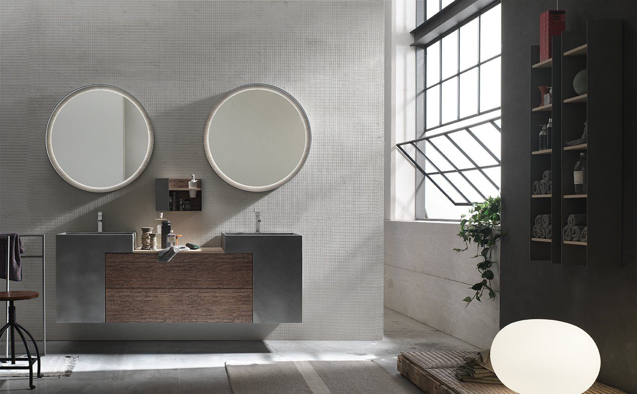 mobile bagno con lavabo in metallo