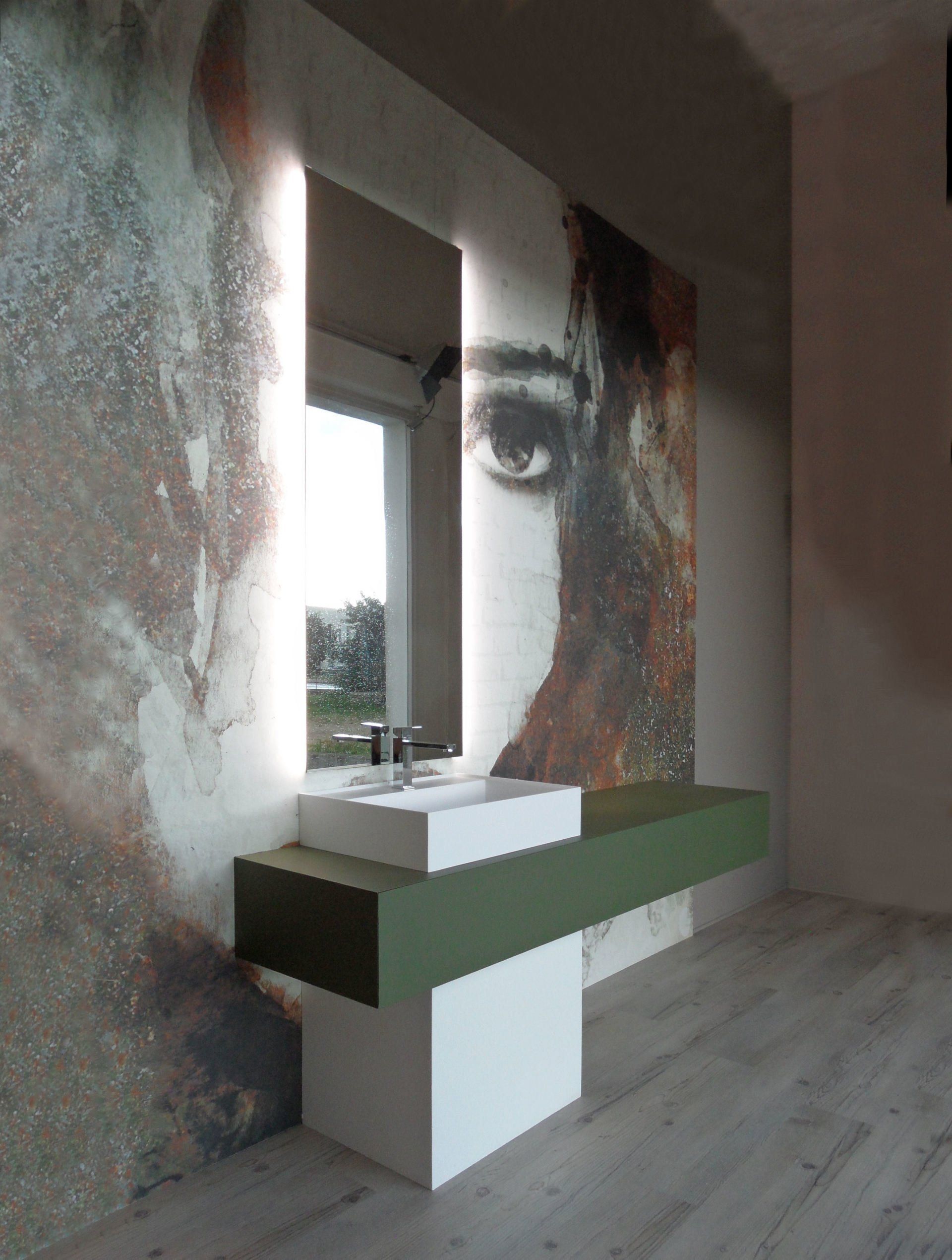 Mobile Bagno monolite personalizzabile con Carta da Parati