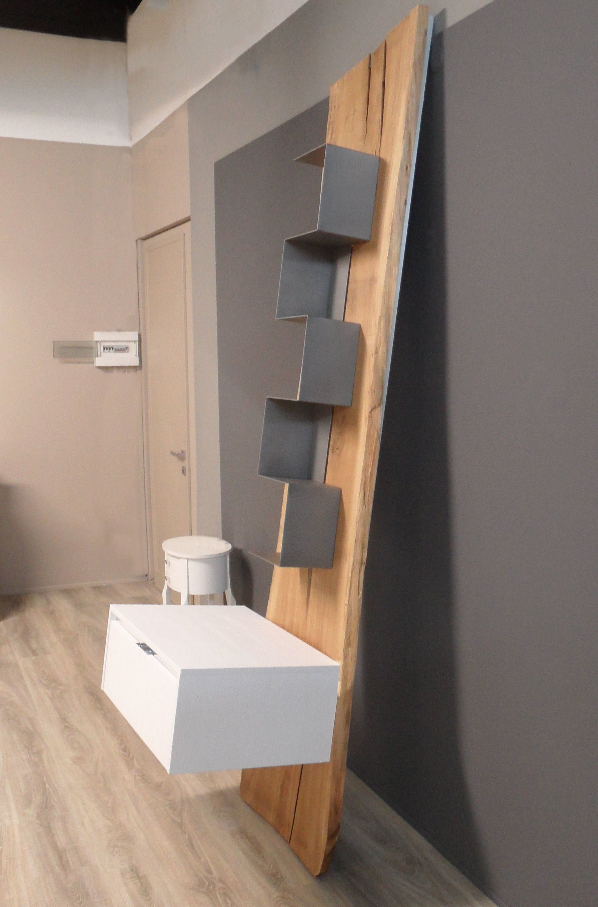 Mobile Bagno con tavolato corteccia in legno di Rovere ( Quercia )