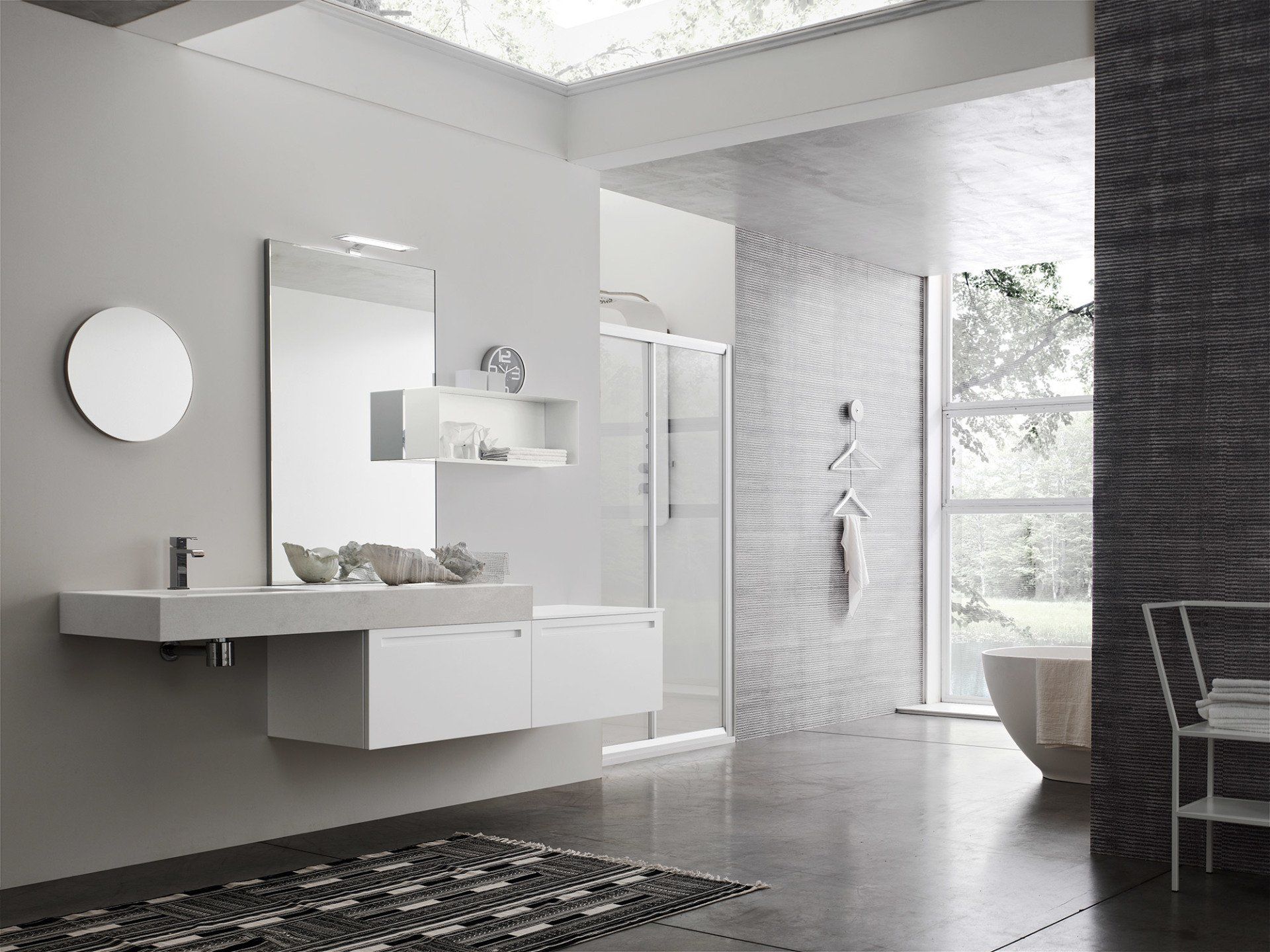 composizione bagno laccato maniglia incassata 10