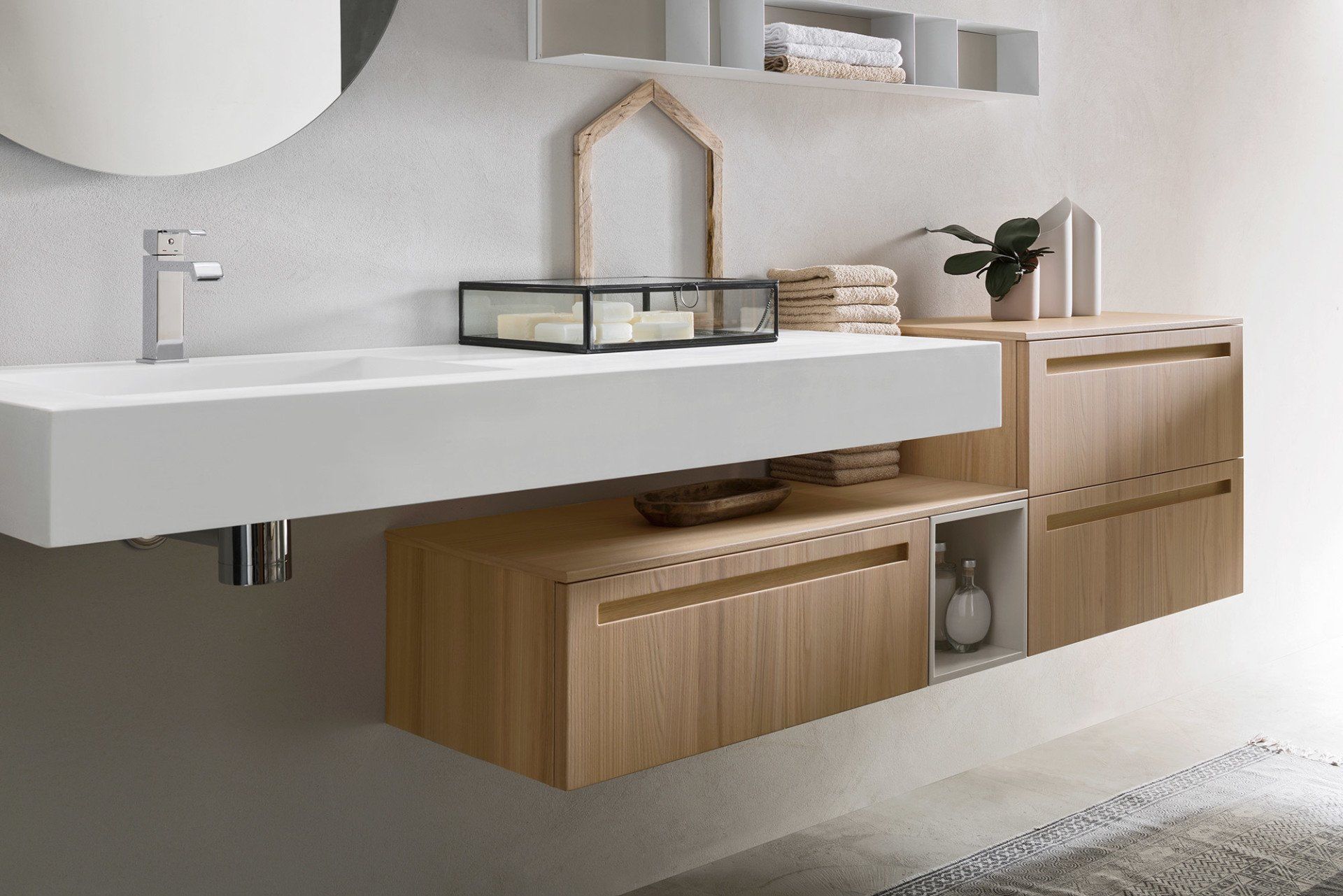 composizione bagno rovere maniglia incassata 01p1