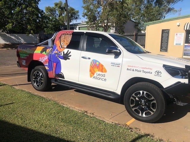 White Truck With Sticker Design — Digital Printing in Mount Isa, QLD