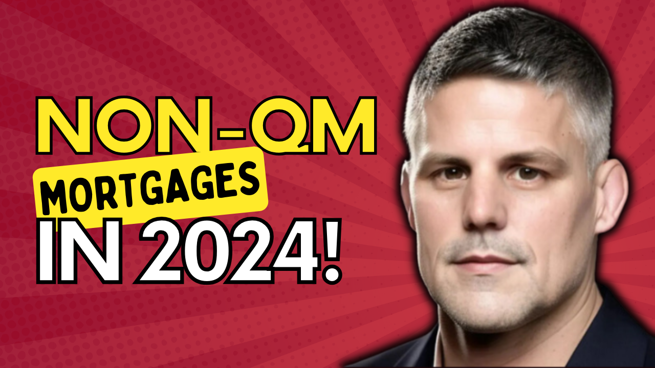 rob mckenney is standing in front of a red background that says non-qm mortgages in 2024