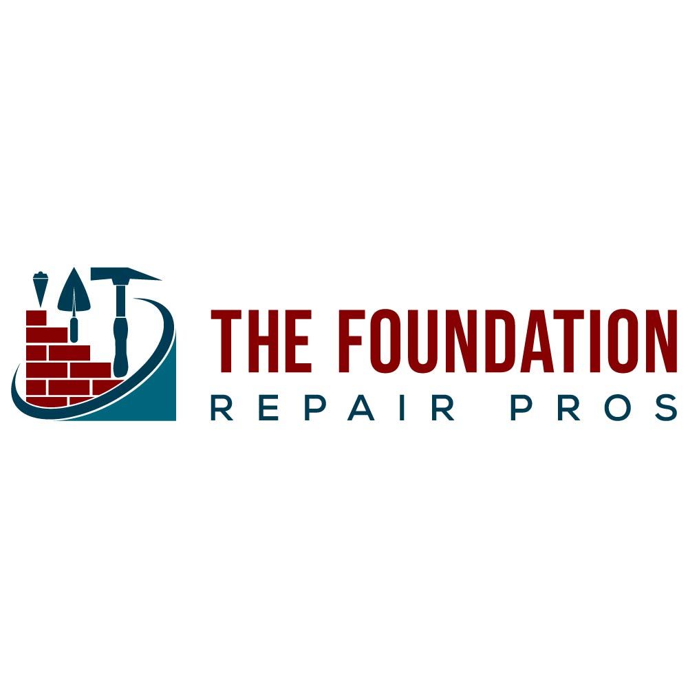 The logo for the foundation repair pros shows a brick wall and a hammer.