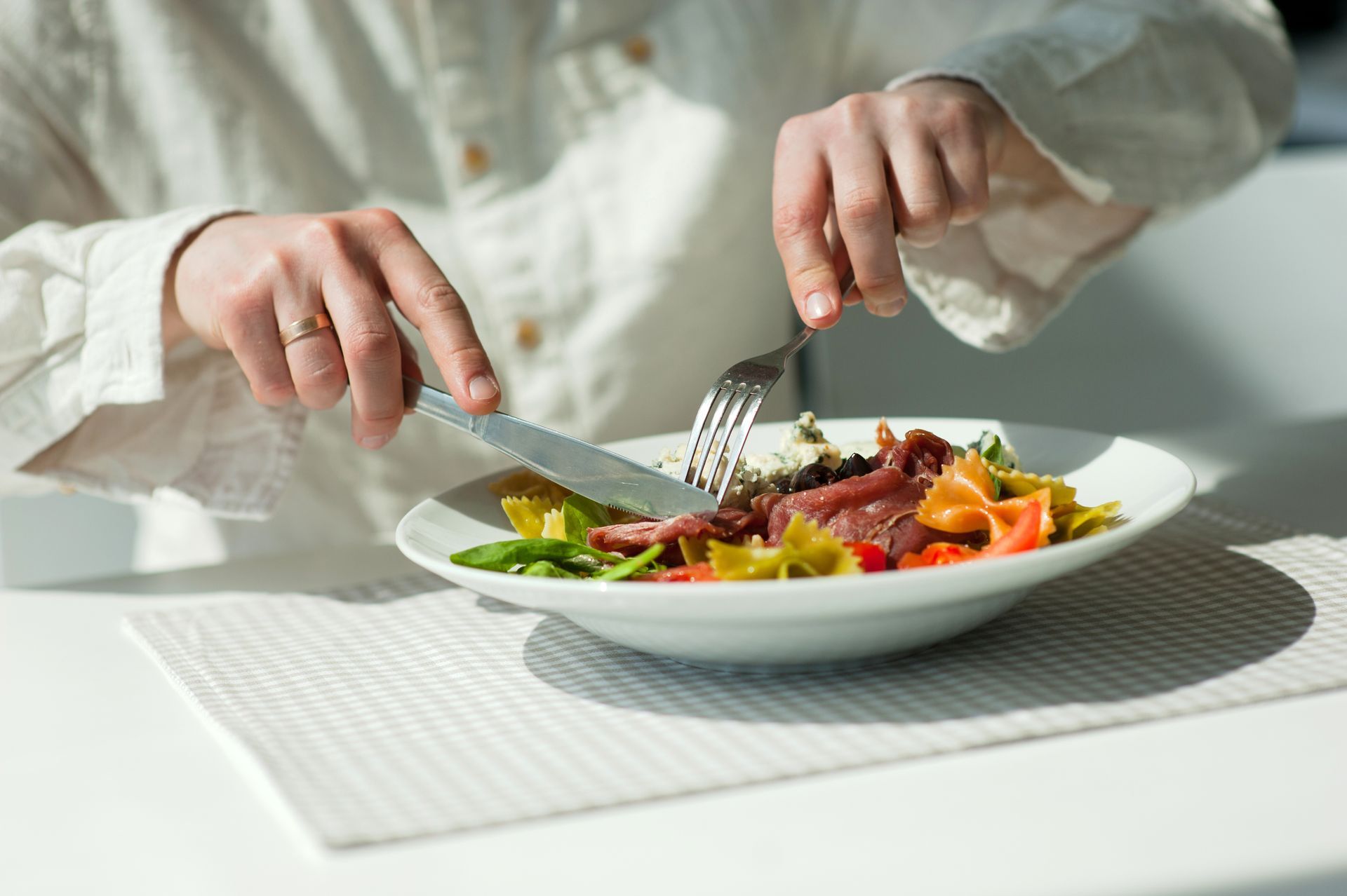  A girl trying healthy food for weight loss.