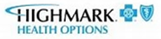 Highmark Health Options logo in blue and white. Text reads 