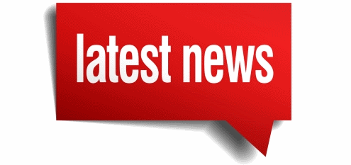 A red speech bubble with the words `` latest news '' written on it.