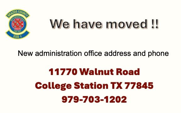 Notice: Administration office moved to 11770 Walnut Road, College Station TX 77845, with phone 979-703-1202.