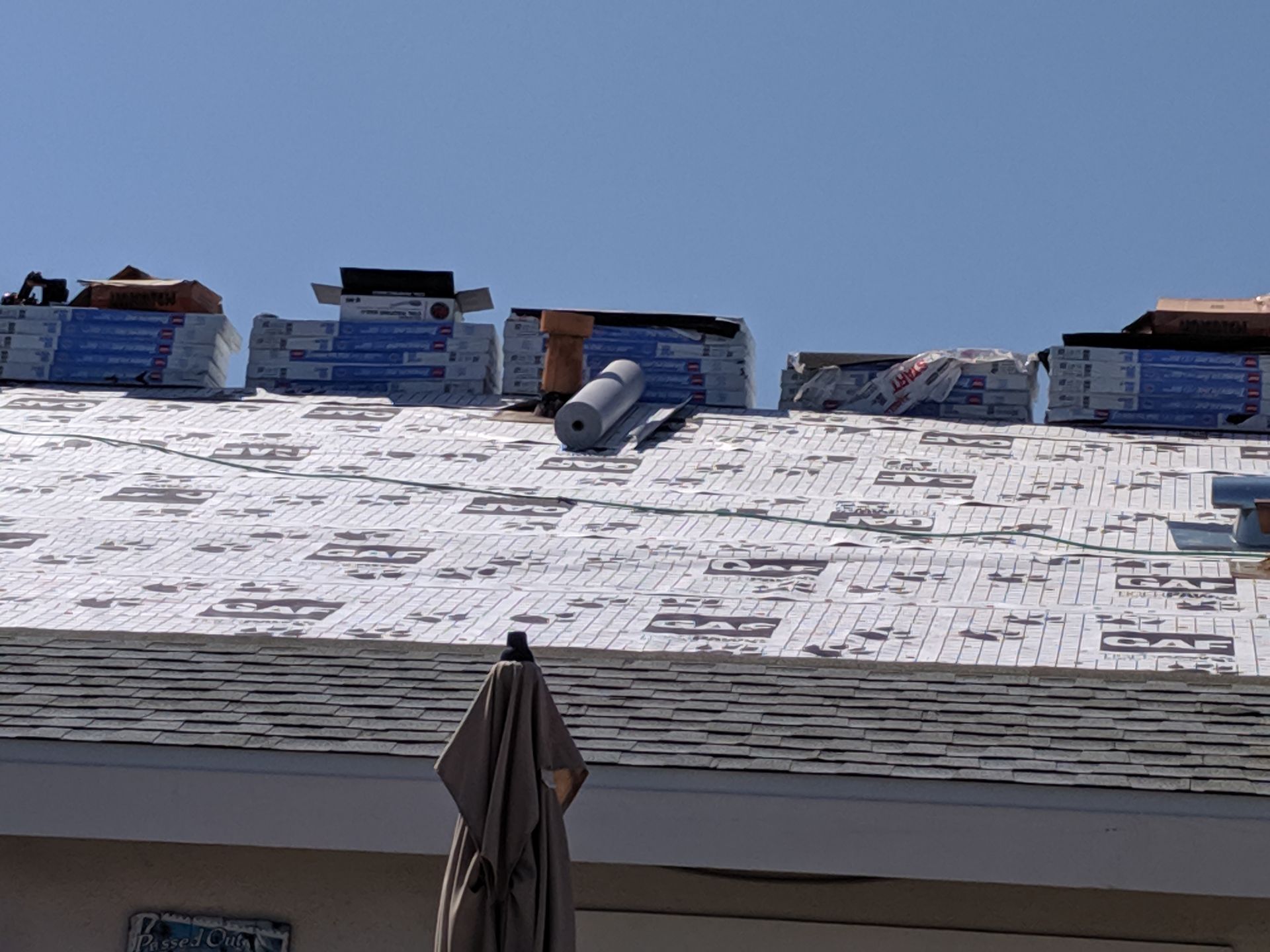 A roof with a lot of boxes on it