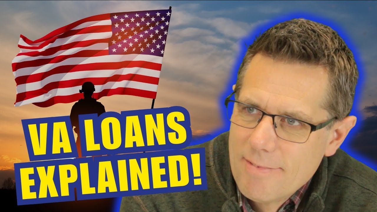 a man with glasses is holding an american flag in front of an american flag . va loans explained WI