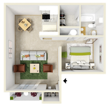 Floorplan with a circle containing the letter