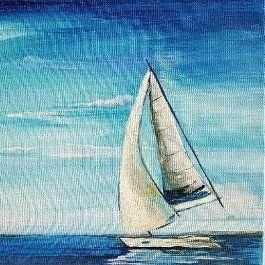 White sailboat on blue water