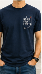 Front and back view of 'The Classic' Noble County Events t-shirt