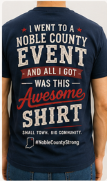 Front and back view of 'The Classic' Noble County Events t-shirt