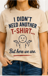 Front and back view of 'The Relatable One' Noble County Events t-shirt, sand color, with humorous front text and back design showing Noble County on Indiana with a star