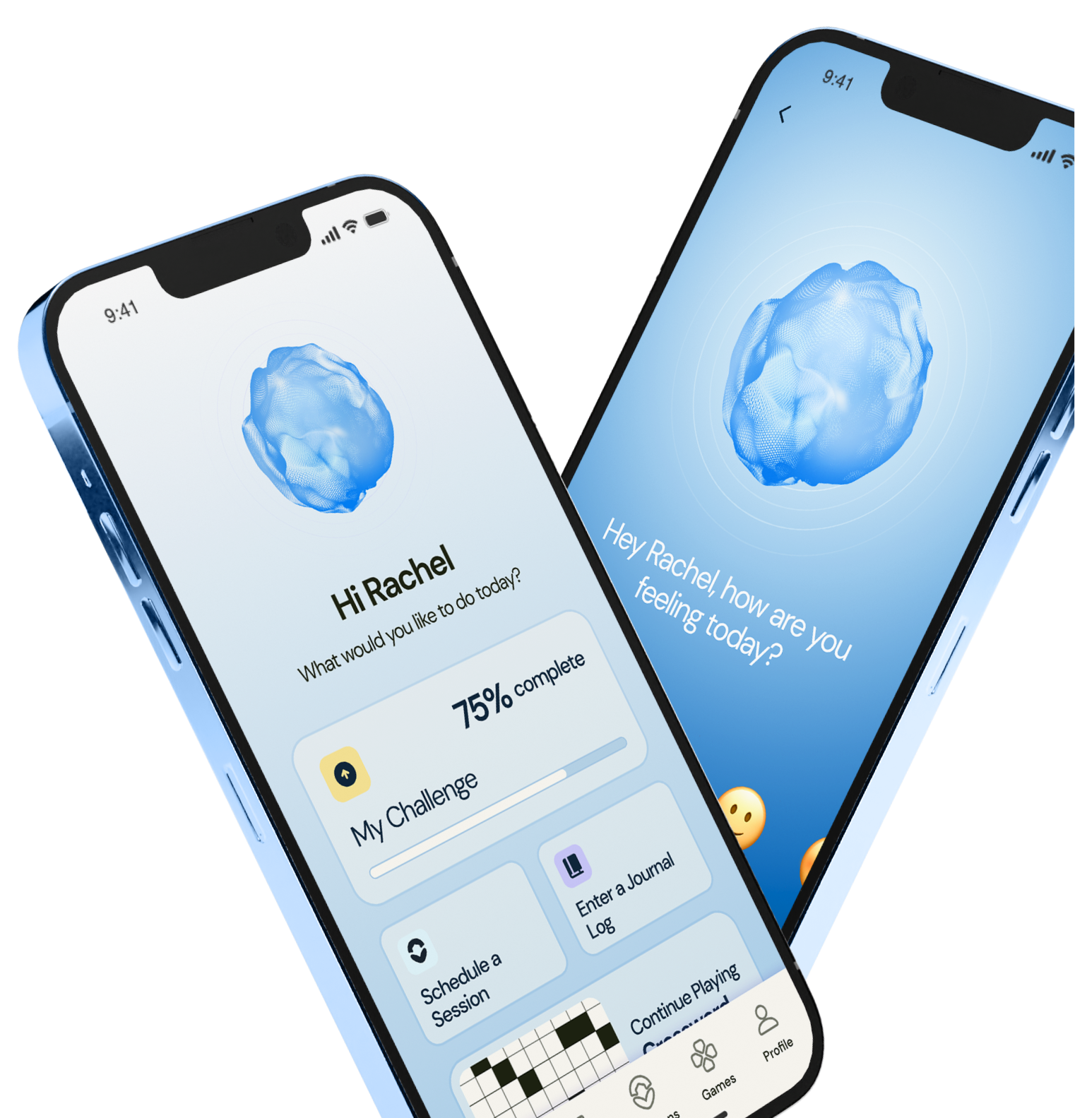 Two cell phones are sitting next to each other on a white background.