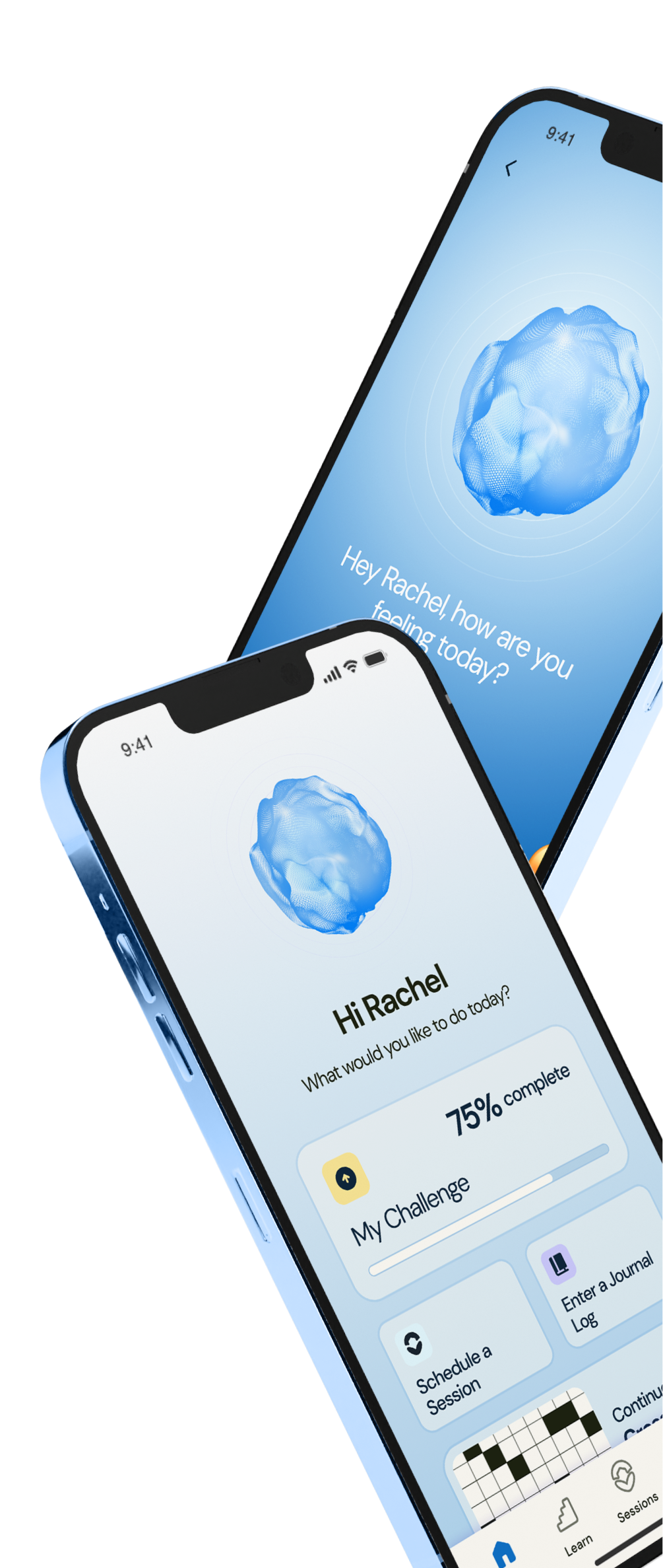 Two phones are sitting next to each other on a white background.