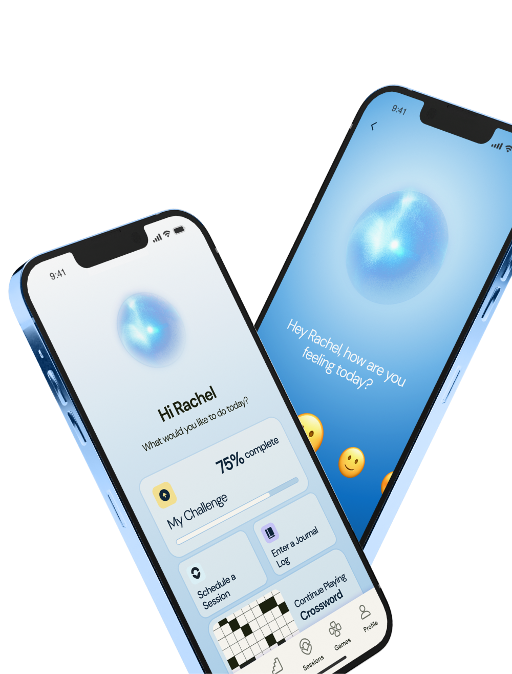 Two phones are sitting next to each other on a white background.