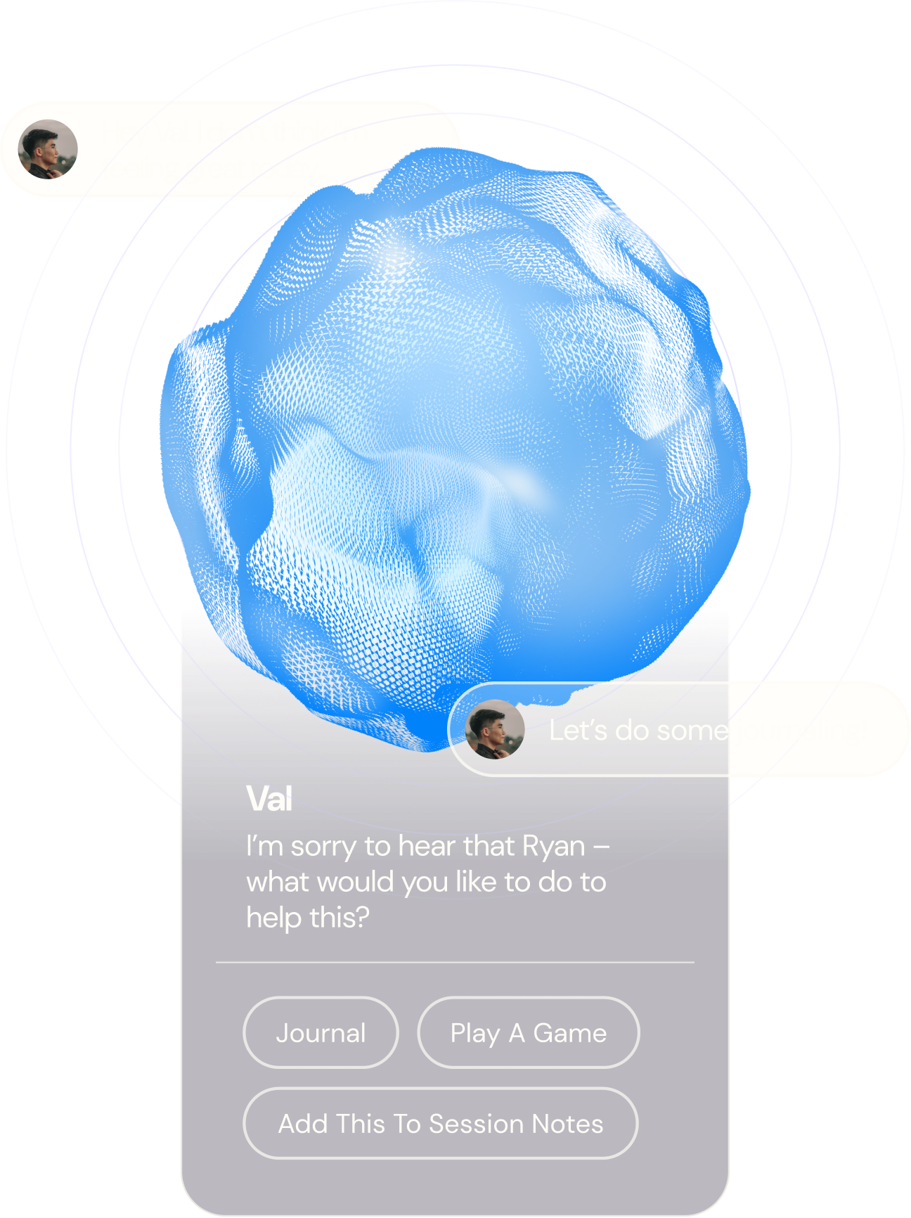 A screenshot of a phone screen with a blue sphere on it.