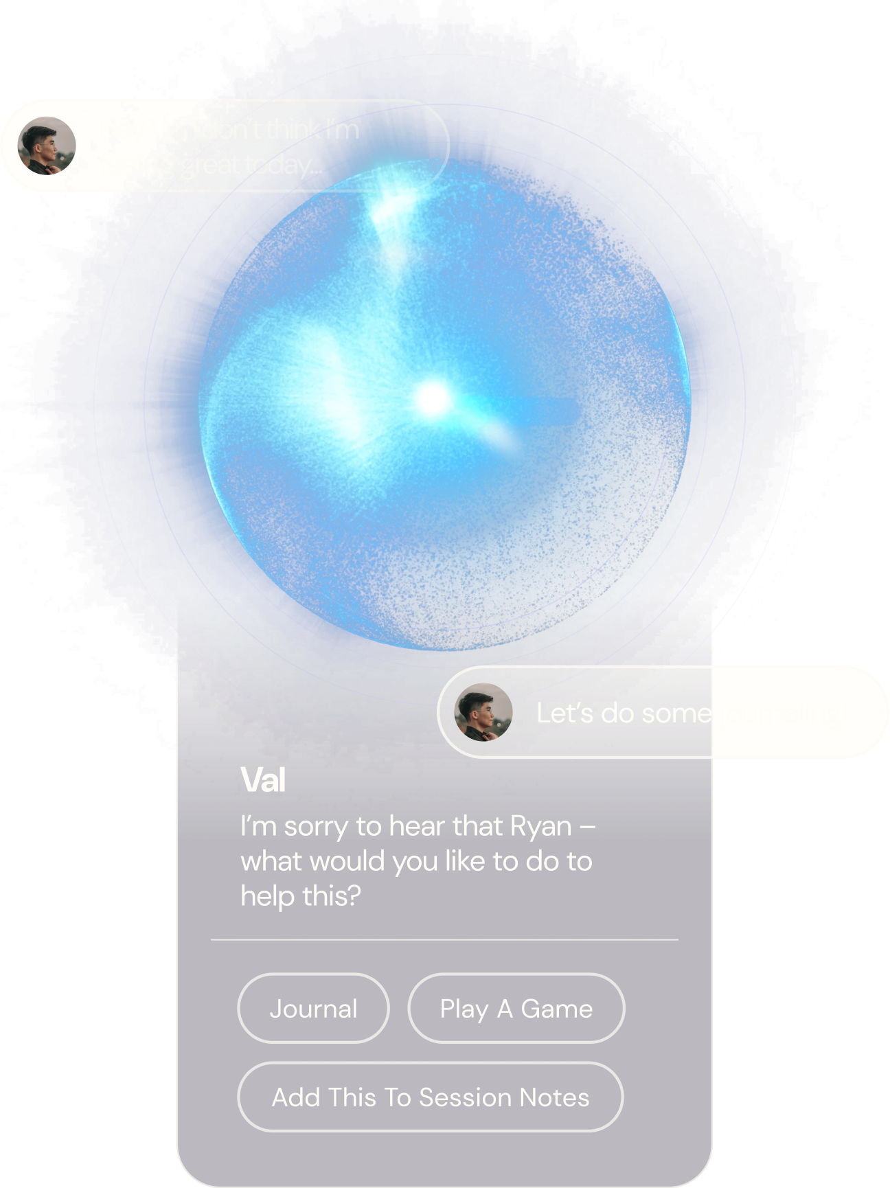 A screenshot of a phone screen with a blue sphere on it.