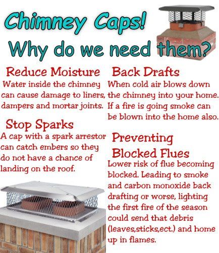 Infograph of the benefits of having chimney caps on top of our chimneys