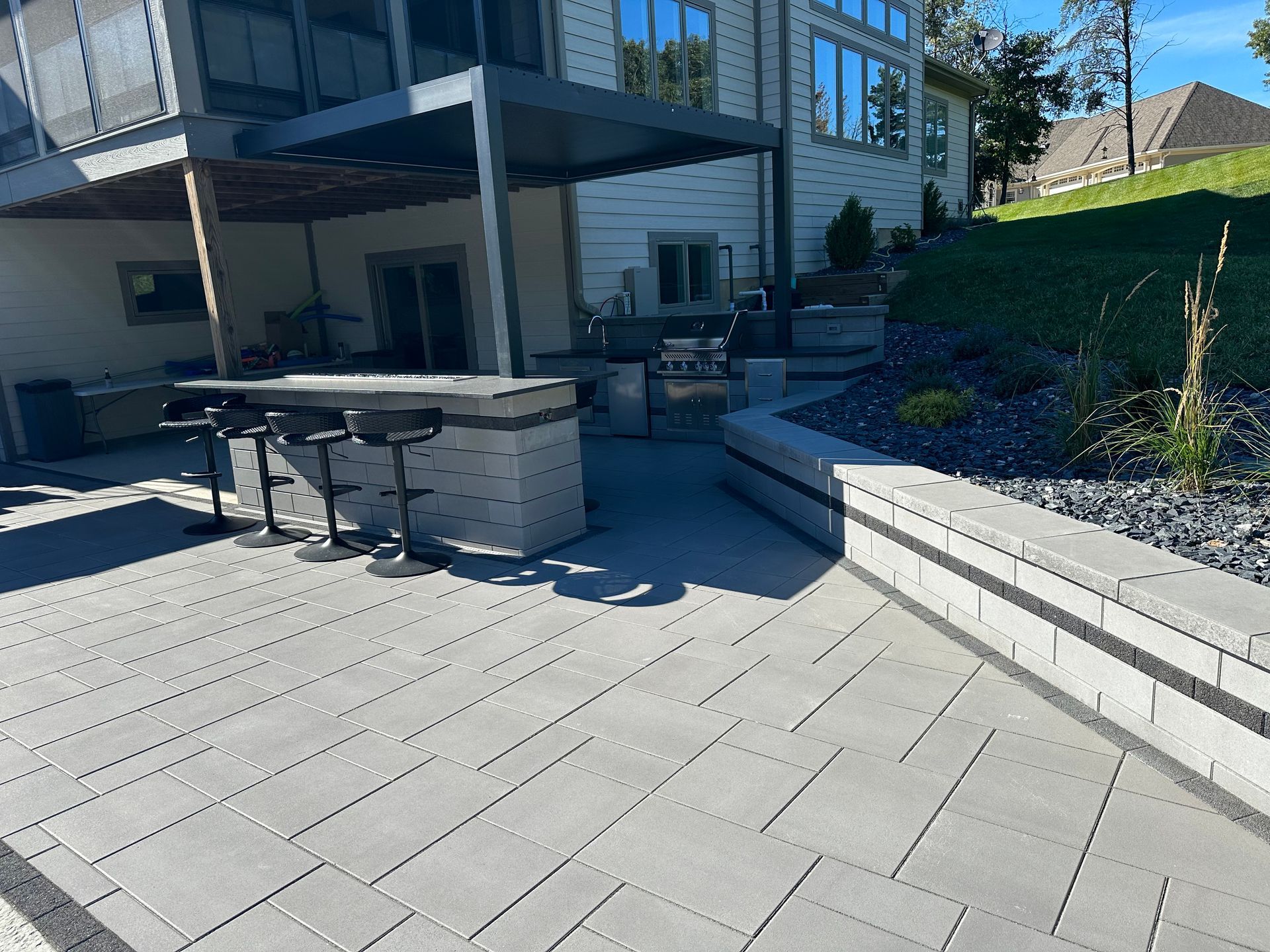 Paver Patio with outdoor kitchen