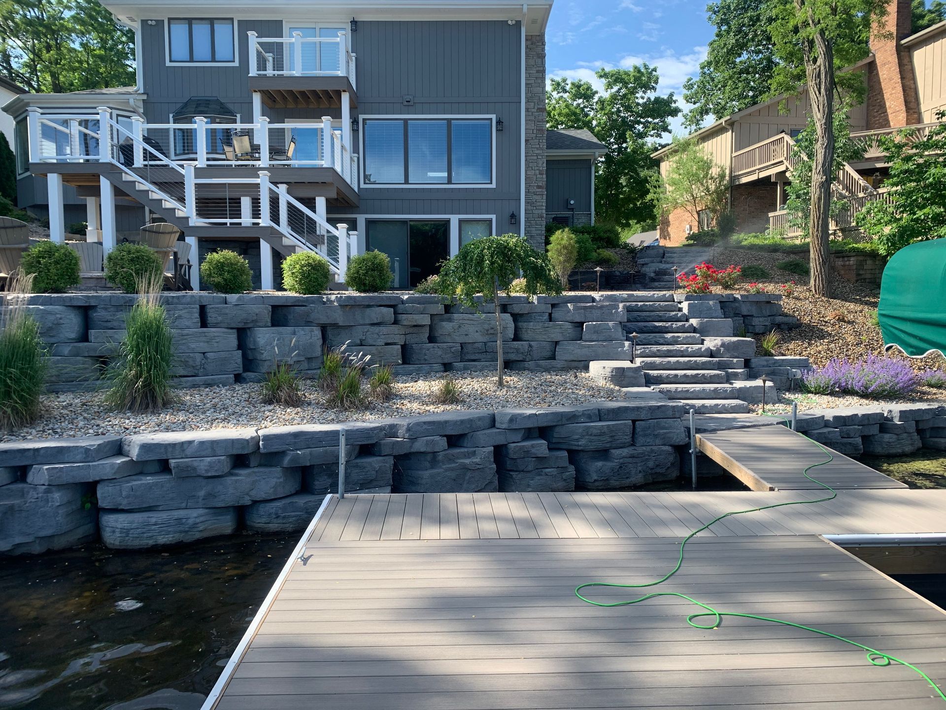 hardscape installation on lake front property