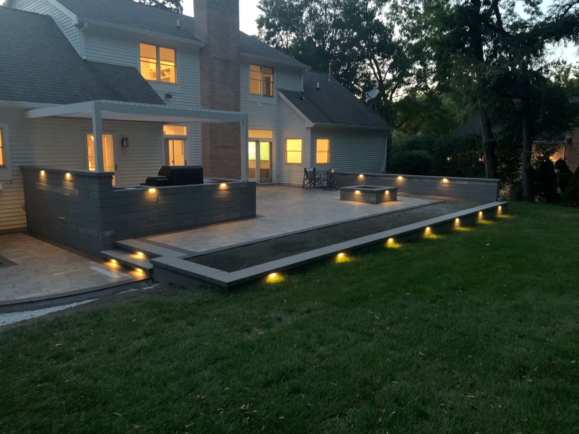 Outdoor Kitchen with Landscape Lighting