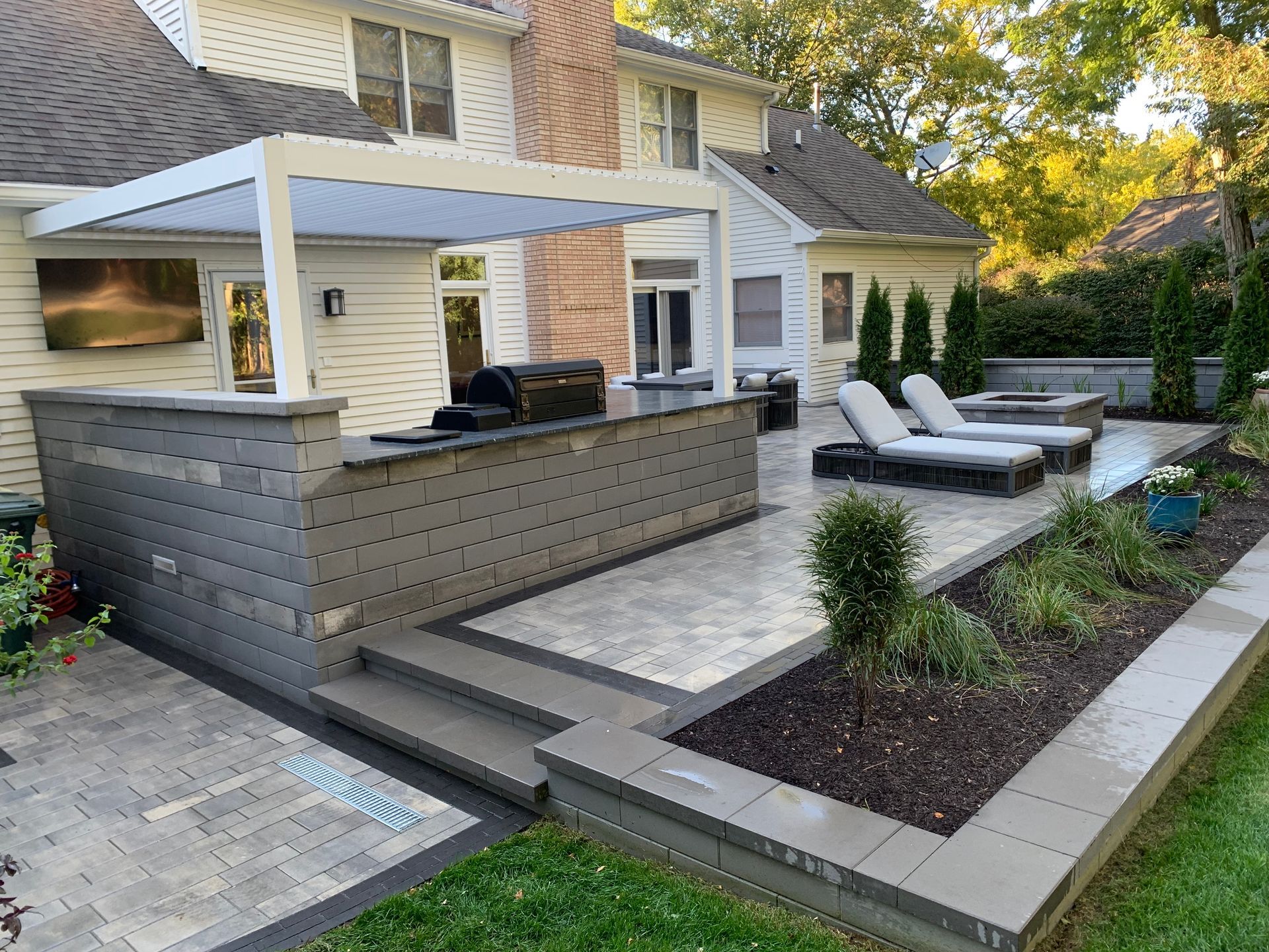 Retaining Walls in Outdoor Living Space at Valparaiso, IN property