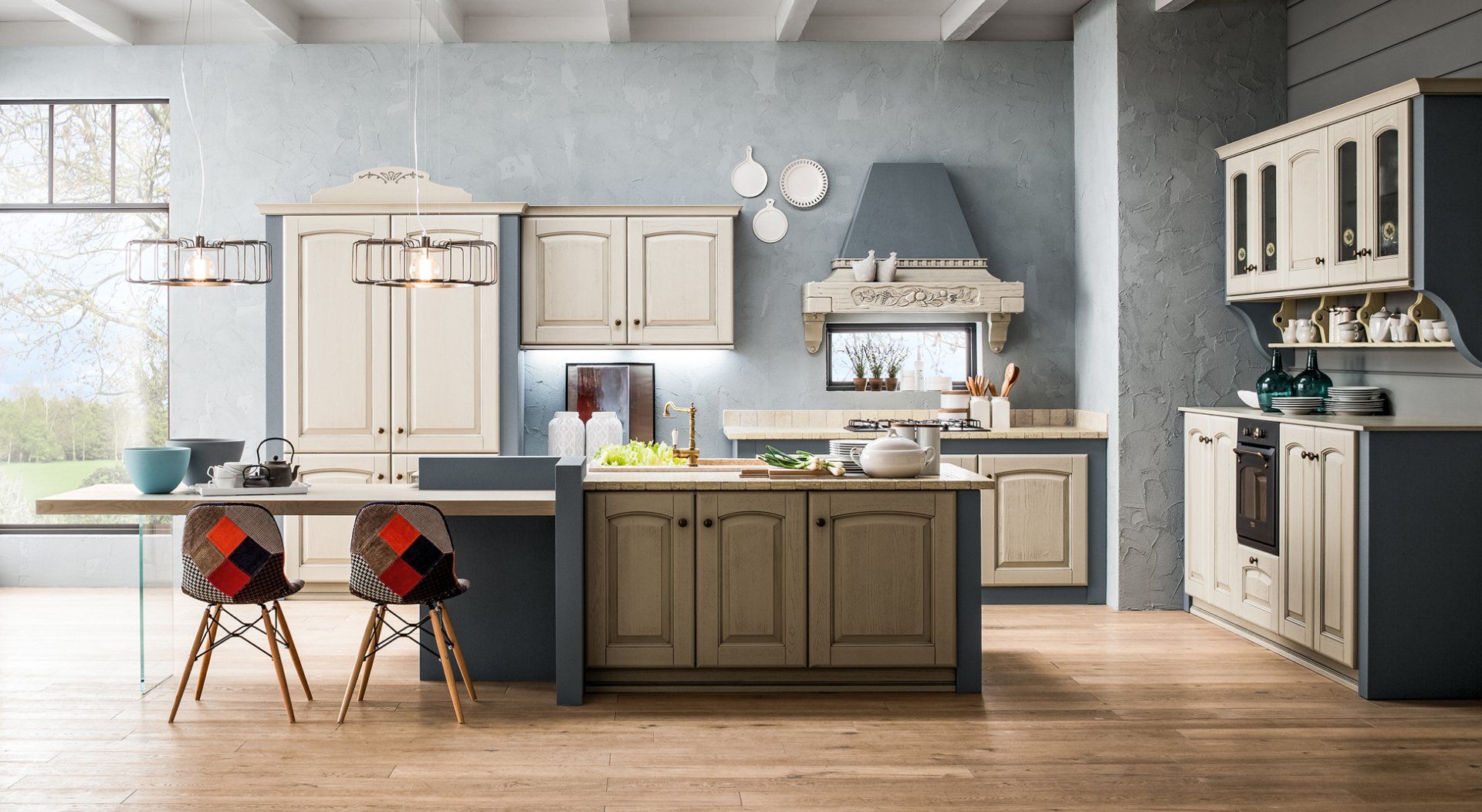 cucina in legno bianco