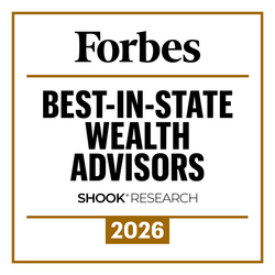 Forbes Best-in-State Wealth Advisors 2026 award badge in black and gold