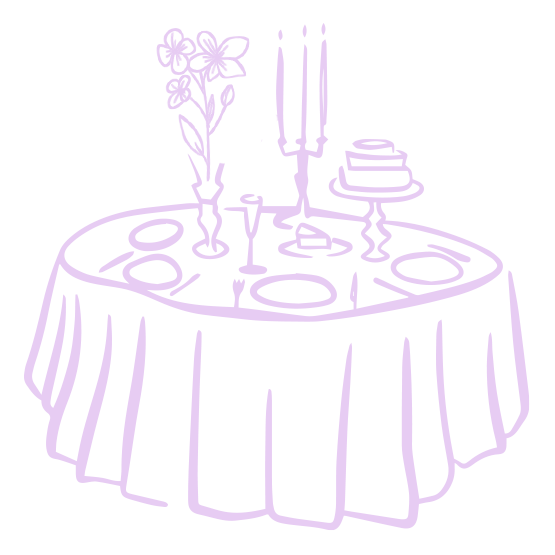 A table set for a special occasion with flowers, cake, and candles.