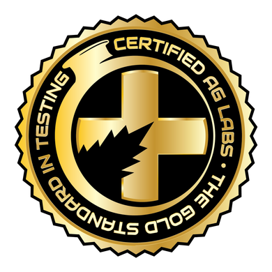 A gold seal that says certified ag labs the gold standard