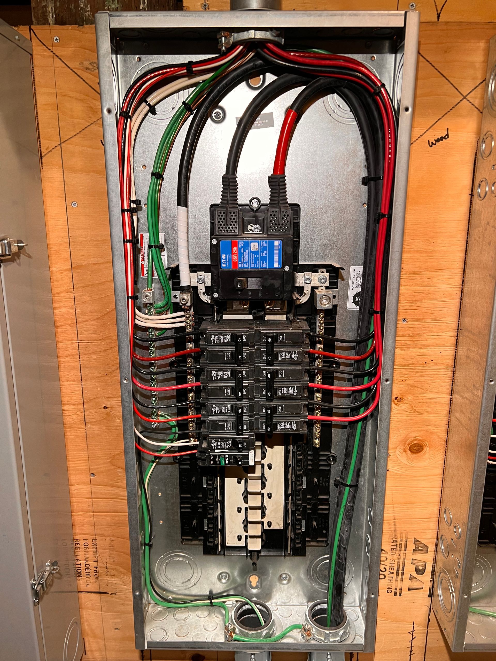 A electrical box with a lot of wires coming out of it